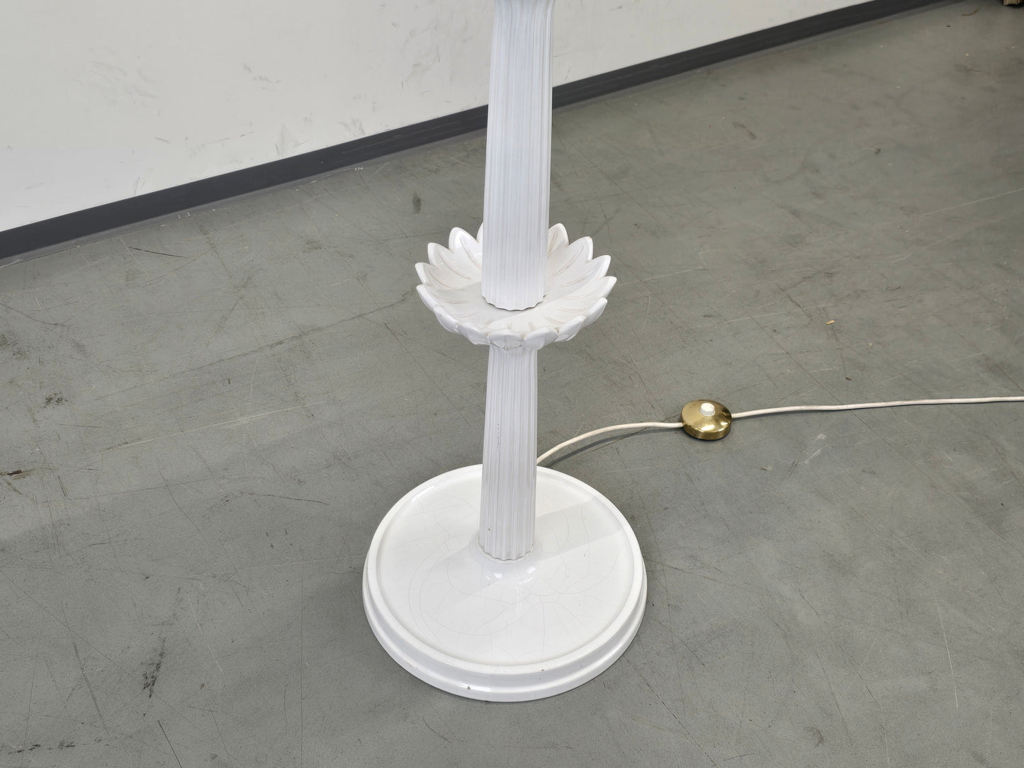 VINTAGE STEHLAMPE Keramik Lotus 60er 70er Italien Hollywood Regency Lampe