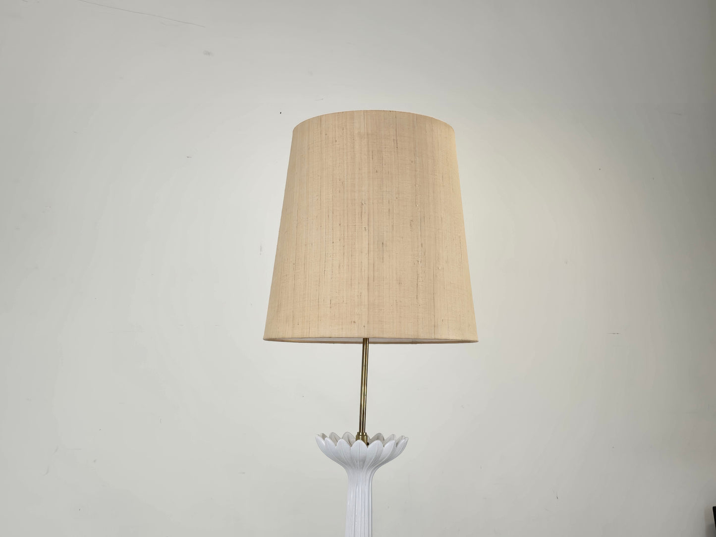 VINTAGE STEHLAMPE Keramik Lotus 60er 70er Italien Hollywood Regency Lampe