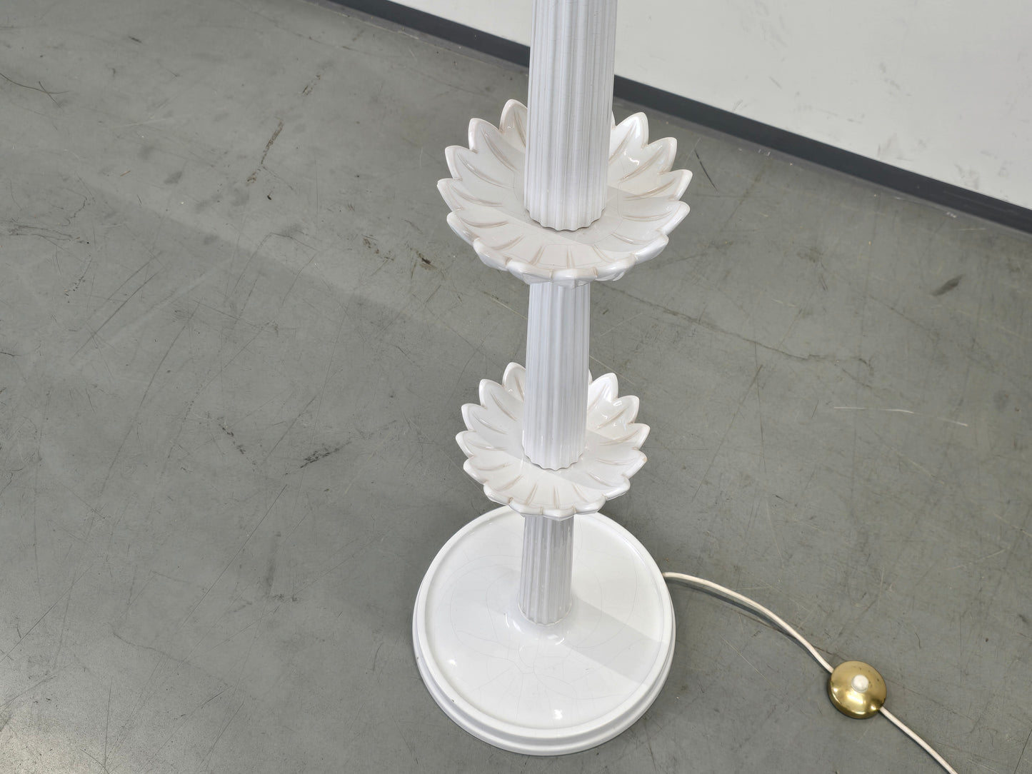 VINTAGE STEHLAMPE Keramik Lotus 60er 70er Italien Hollywood Regency Lampe