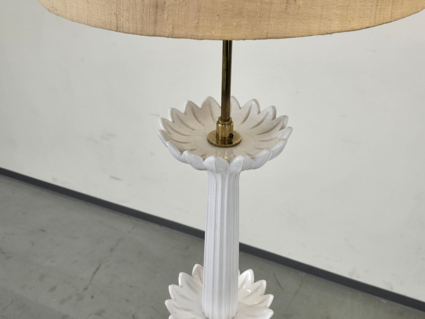 VINTAGE STEHLAMPE Keramik Lotus 60er 70er Italien Hollywood Regency Lampe