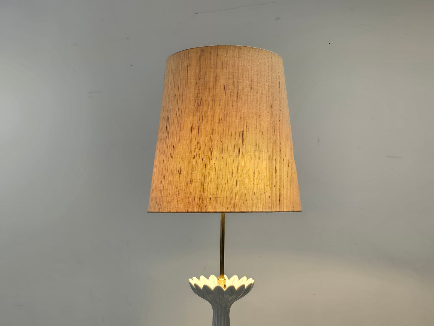 VINTAGE STEHLAMPE Keramik Lotus 60er 70er Italien Hollywood Regency Lampe
