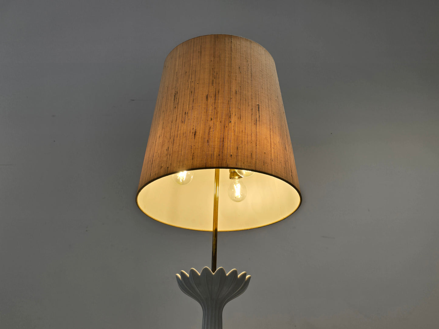 VINTAGE STEHLAMPE Keramik Lotus 60er 70er Italien Hollywood Regency Lampe