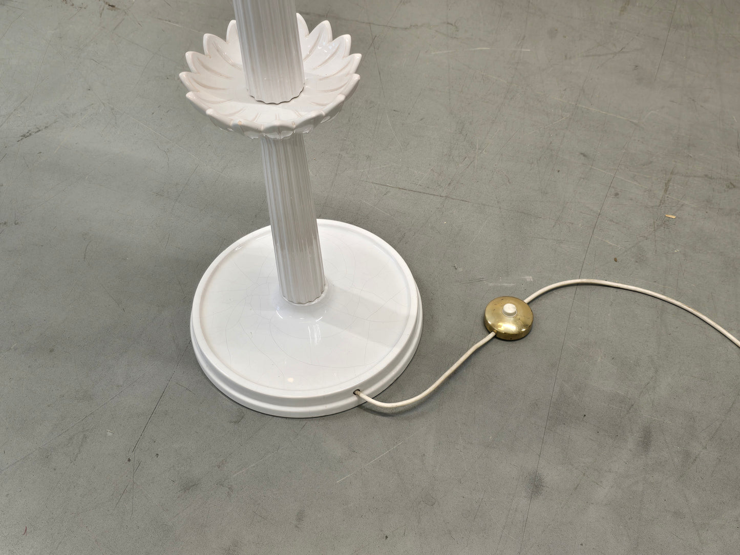 VINTAGE STEHLAMPE Keramik Lotus 60er 70er Italien Hollywood Regency Lampe