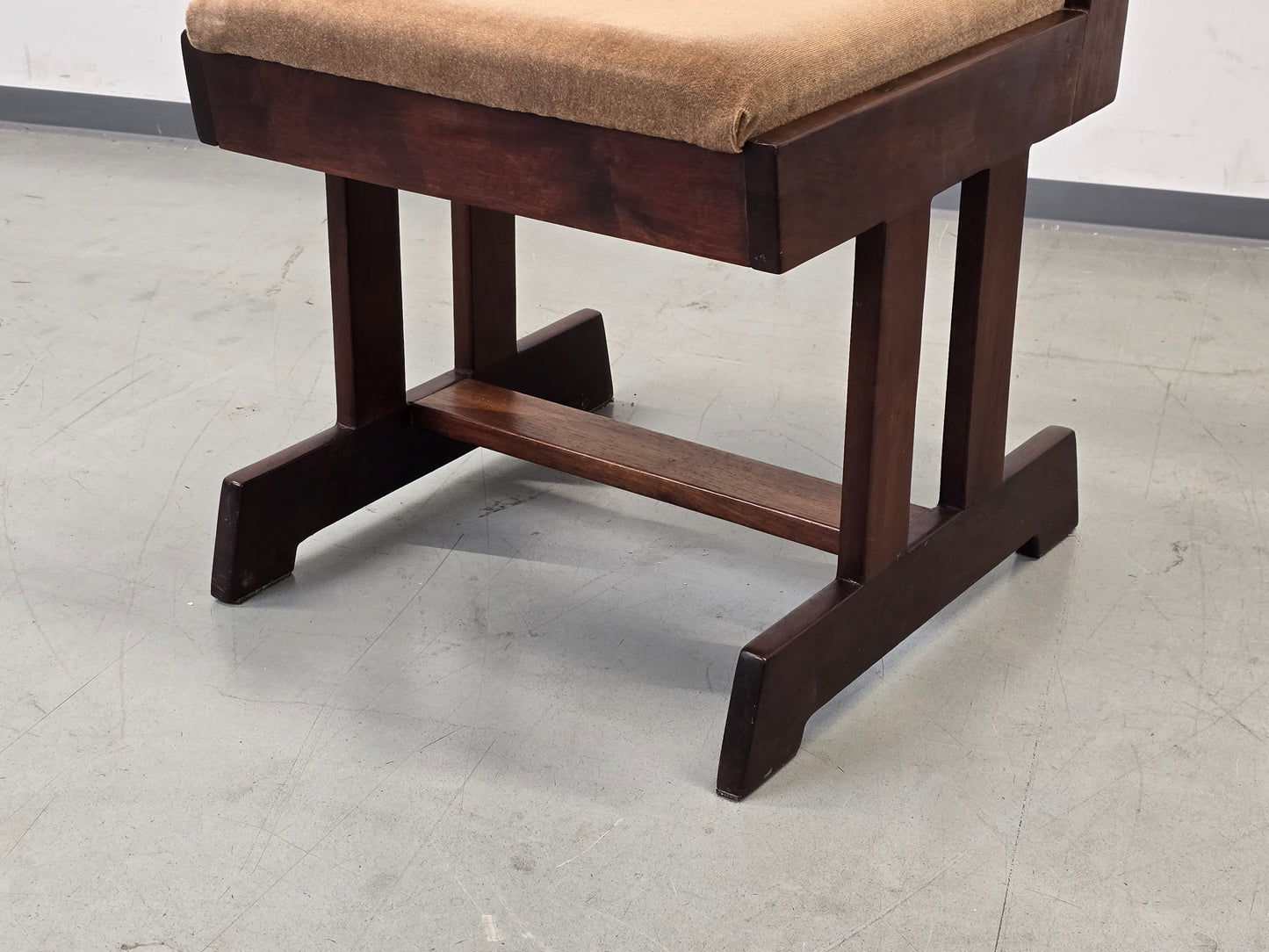 BRUTALIST STUHL Mid Century Vintage Esszimmerstuhl Holz Samt Retro