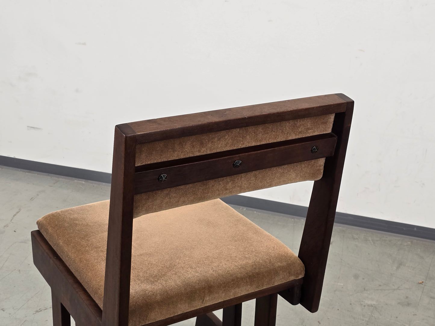 BRUTALIST STUHL Mid Century Vintage Esszimmerstuhl Holz Samt Retro