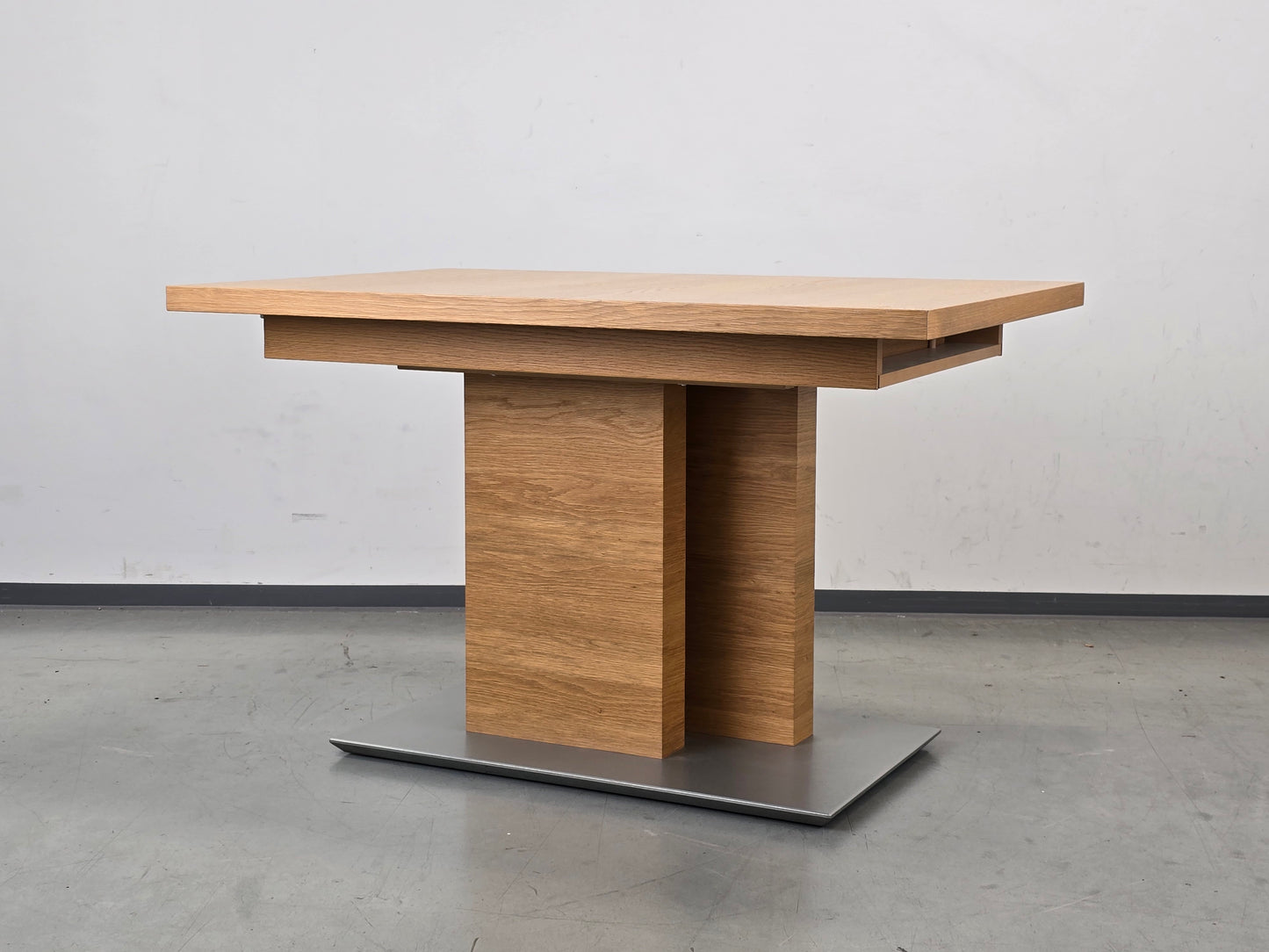VARIANO ESSTISCH Eiche Ausziehbar Säulentisch Funktionstisch Edelstahl Modern