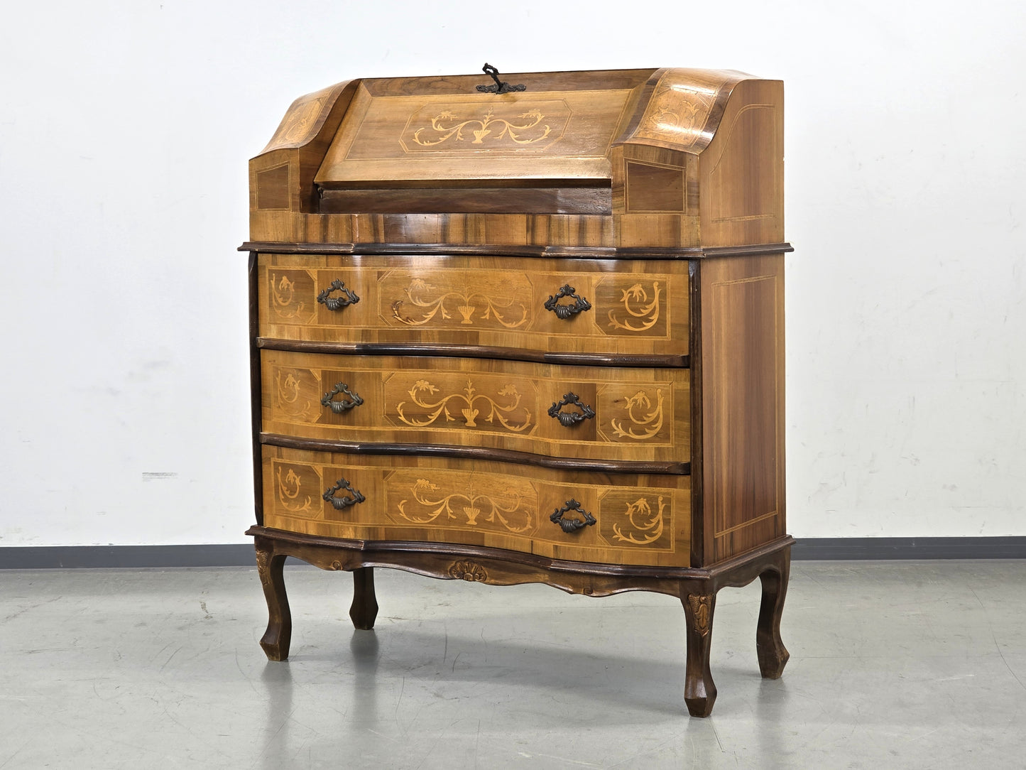 ANTIKE KOMMODE Sekretär Schreibschrank Barock Intarsien Vintage