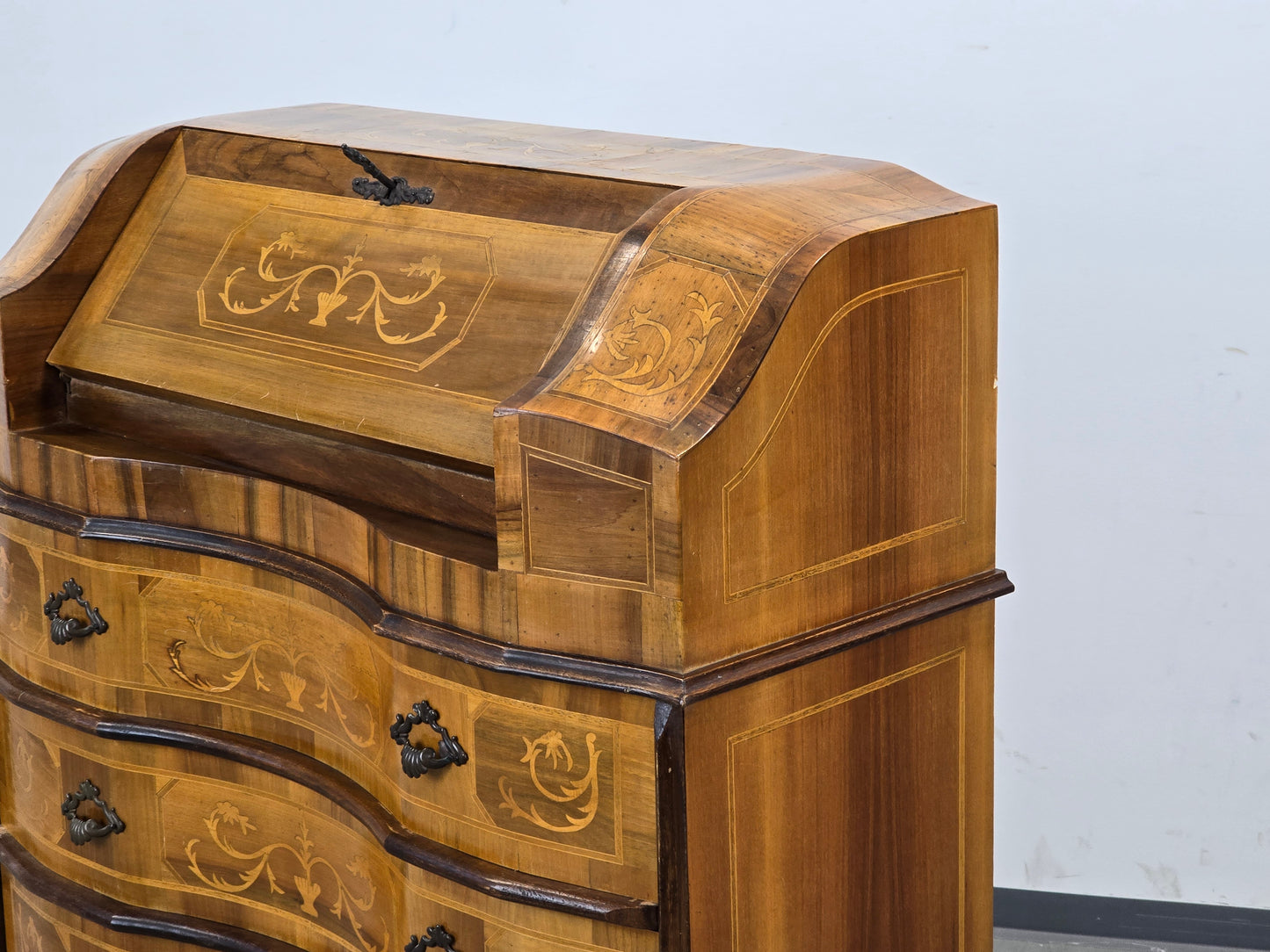 ANTIKE KOMMODE Sekretär Schreibschrank Barock Intarsien Vintage