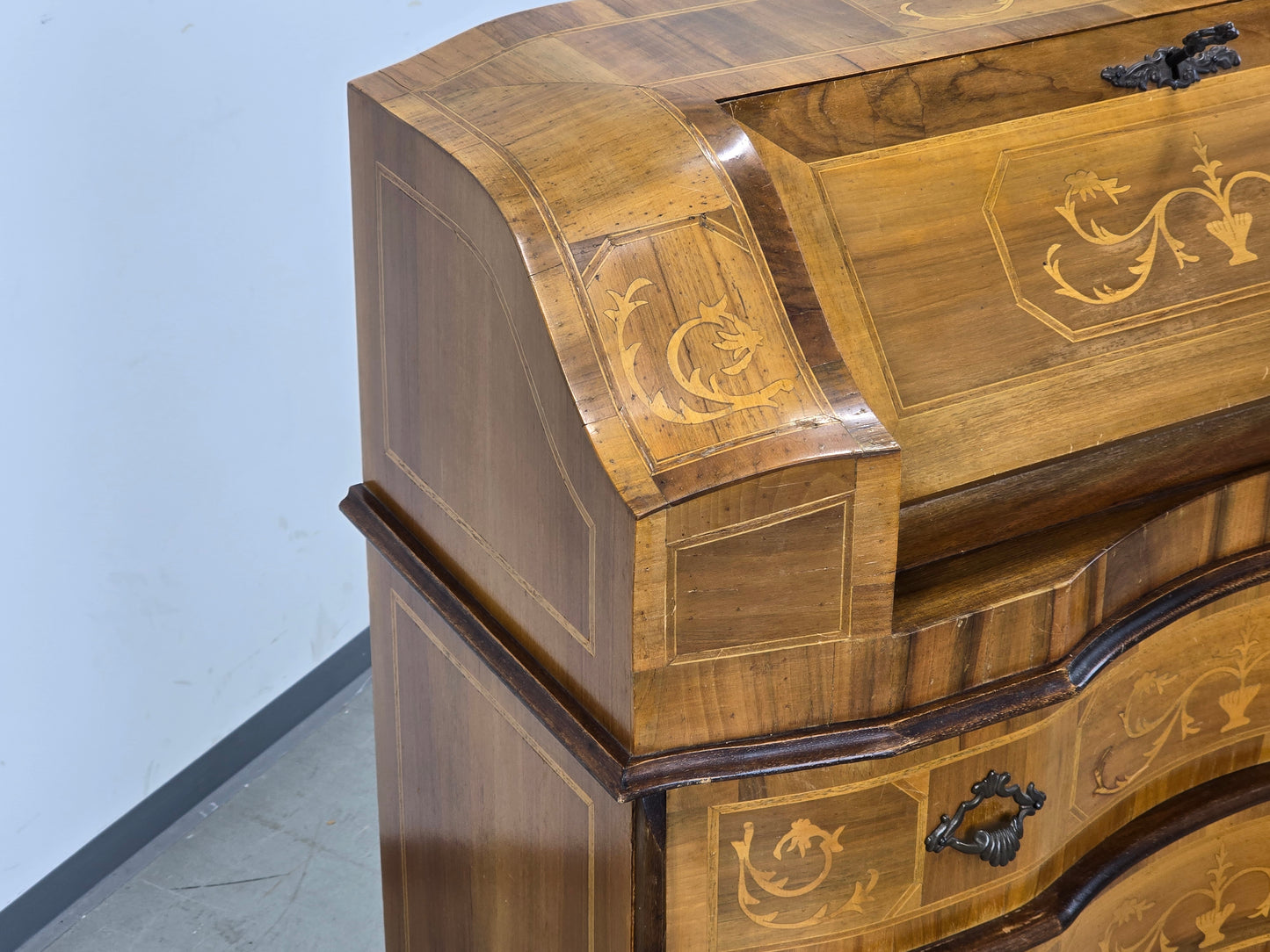 ANTIKE KOMMODE Sekretär Schreibschrank Barock Intarsien Vintage