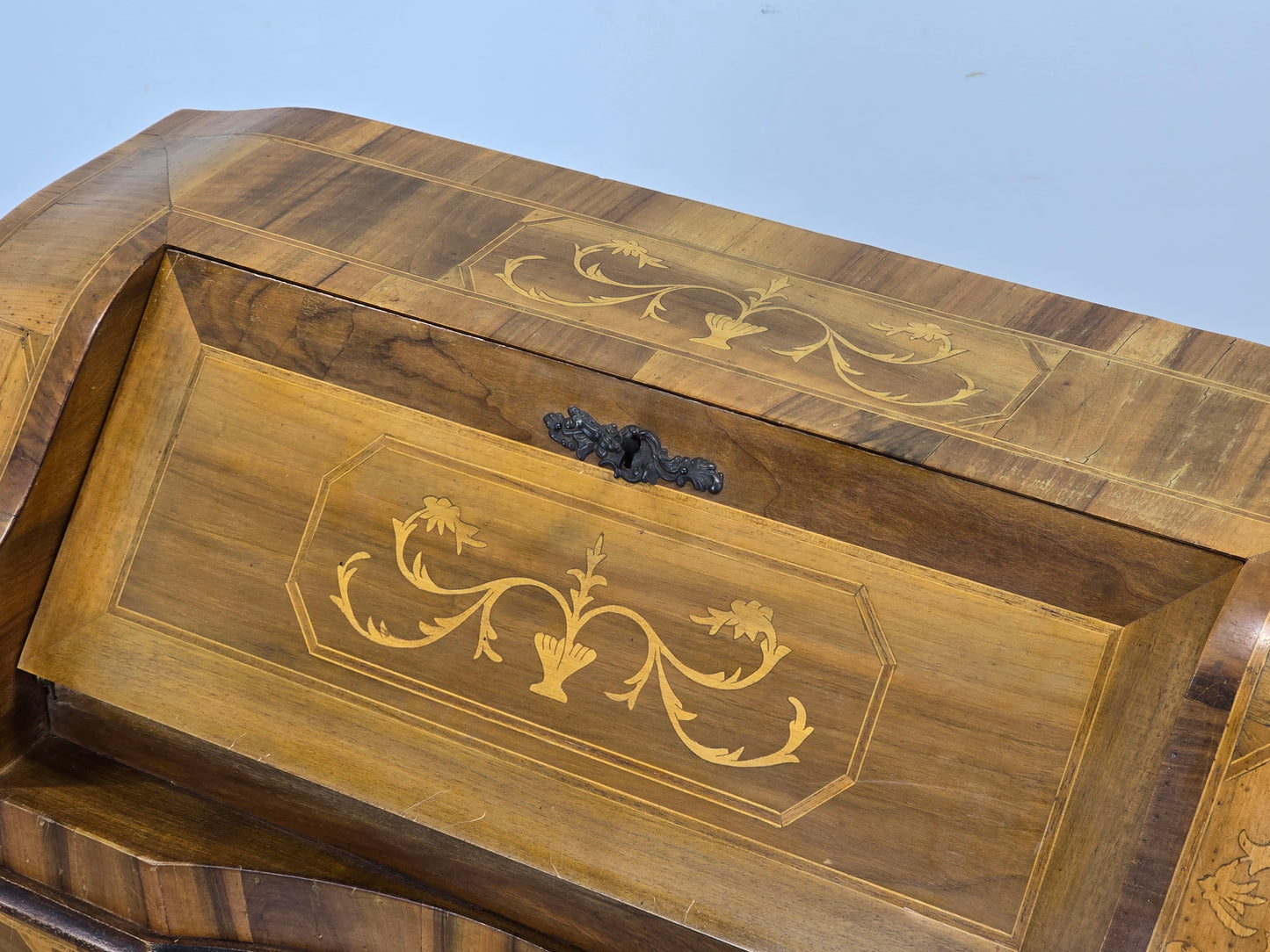 ANTIKE KOMMODE Sekretär Schreibschrank Barock Intarsien Vintage