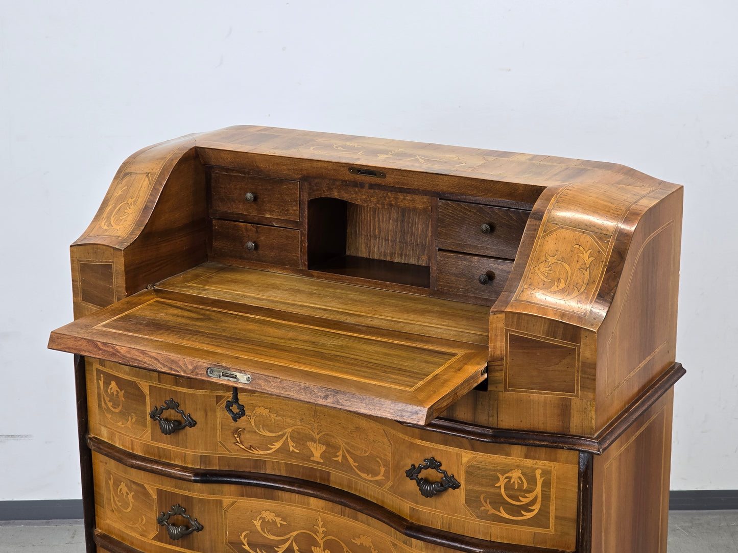 ANTIKE KOMMODE Sekretär Schreibschrank Barock Intarsien Vintage