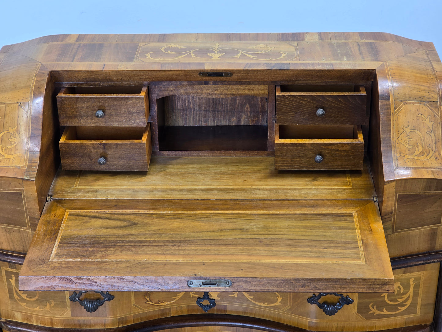 ANTIKE KOMMODE Sekretär Schreibschrank Barock Intarsien Vintage