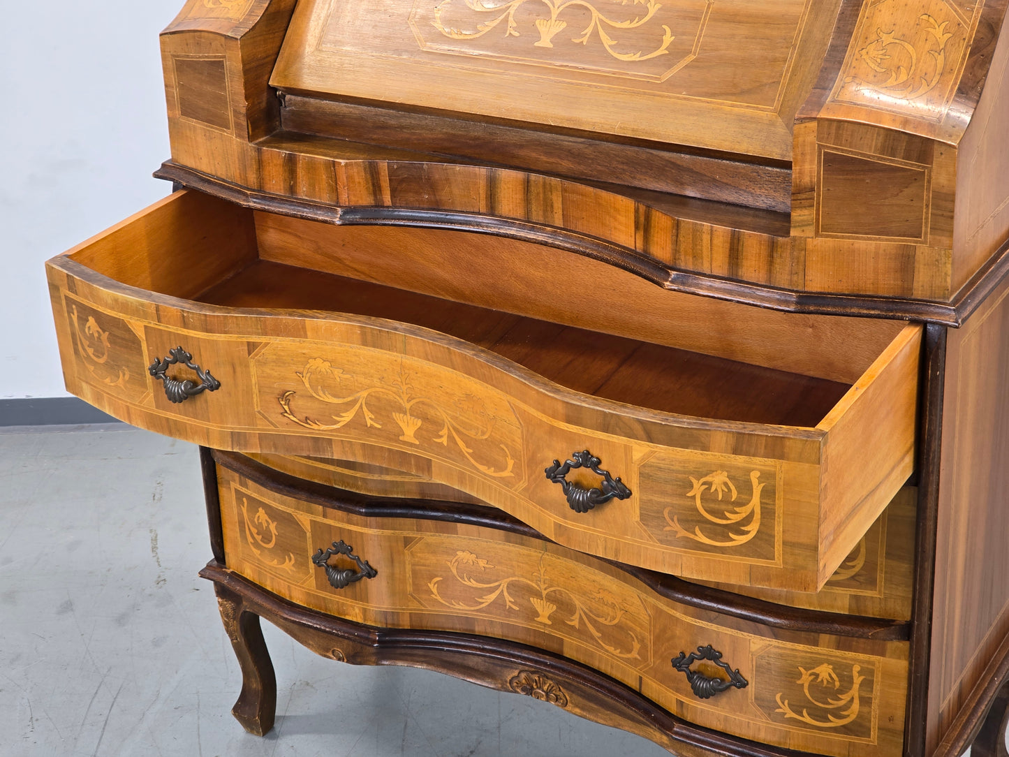 ANTIKE KOMMODE Sekretär Schreibschrank Barock Intarsien Vintage
