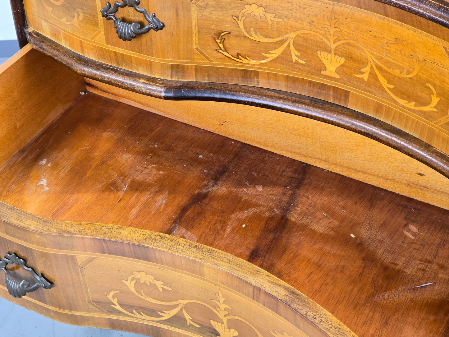 ANTIKE KOMMODE Sekretär Schreibschrank Barock Intarsien Vintage