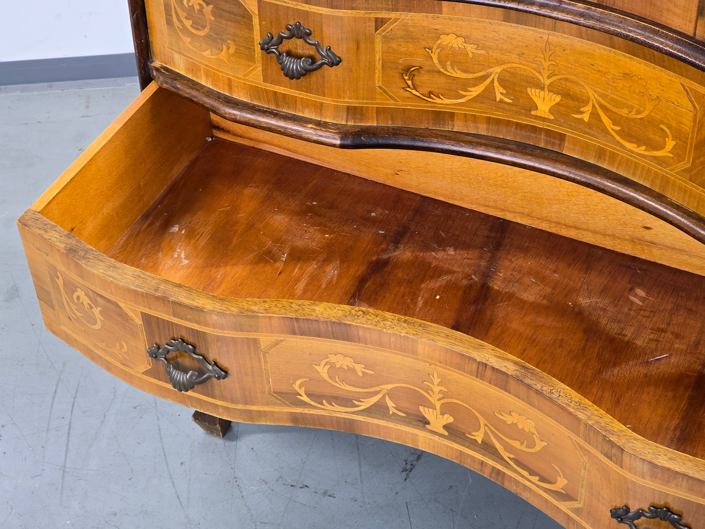 ANTIKE KOMMODE Sekretär Schreibschrank Barock Intarsien Vintage