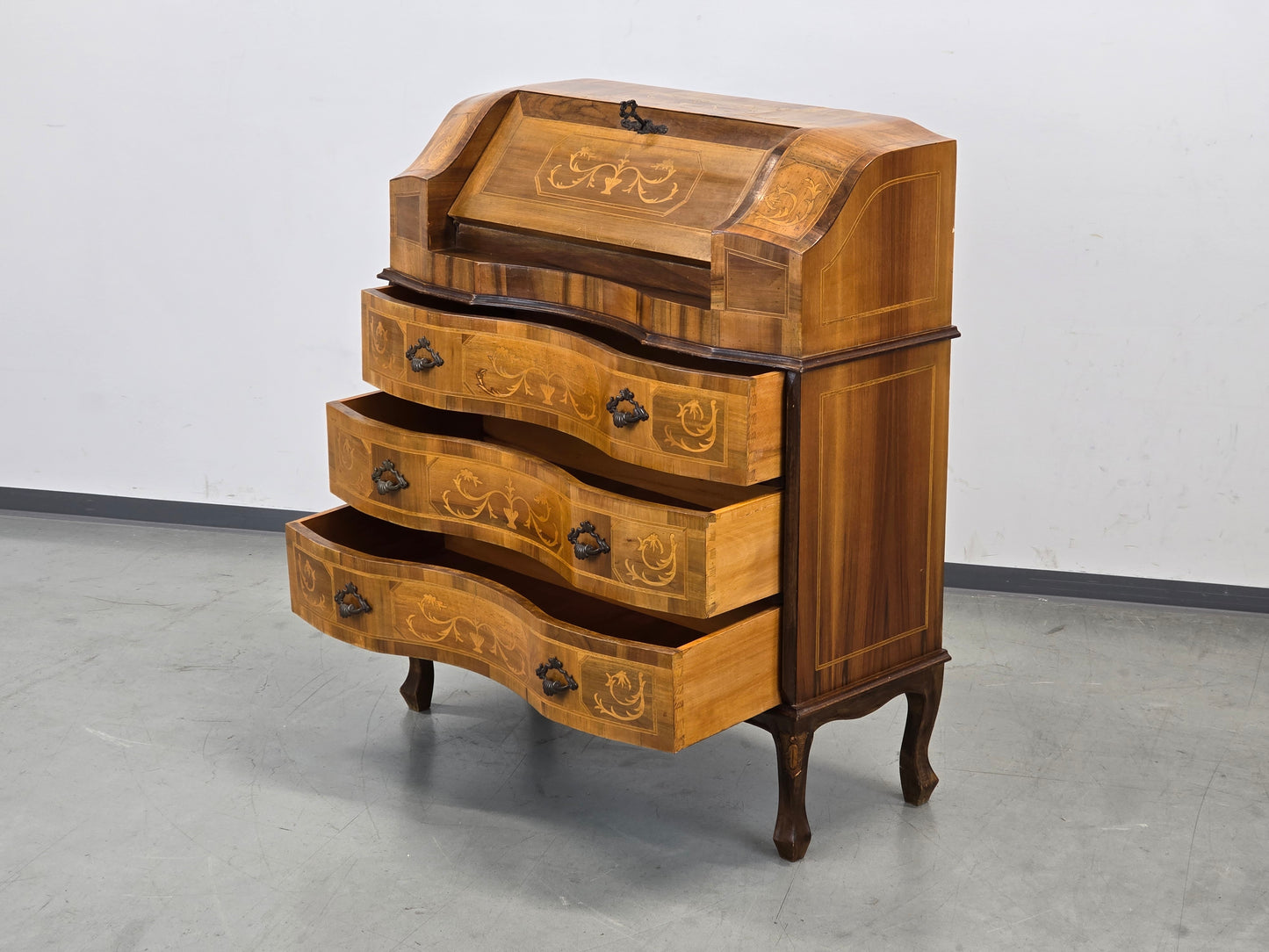 ANTIKE KOMMODE Sekretär Schreibschrank Barock Intarsien Vintage