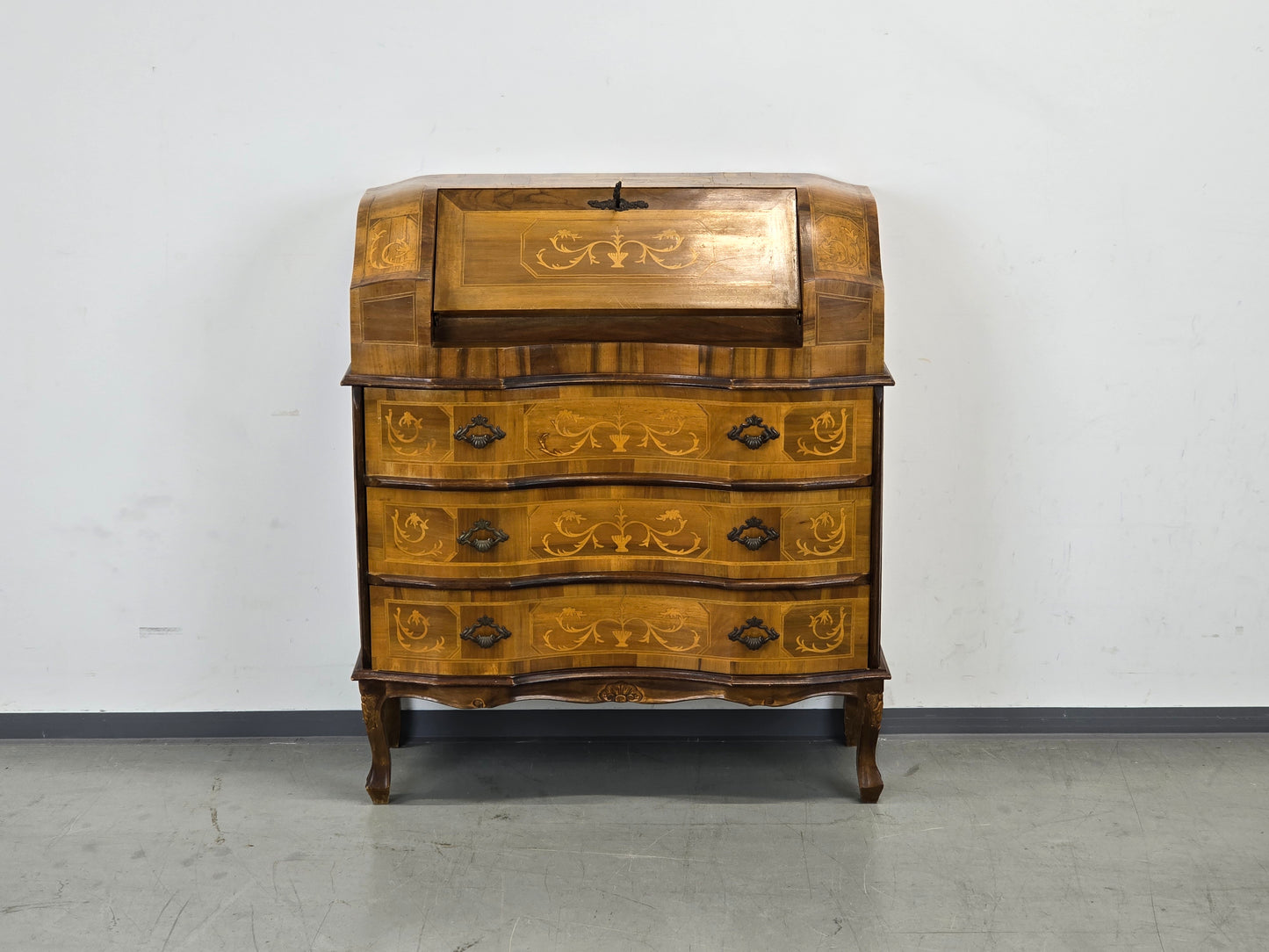 ANTIKE KOMMODE Sekretär Schreibschrank Barock Intarsien Vintage