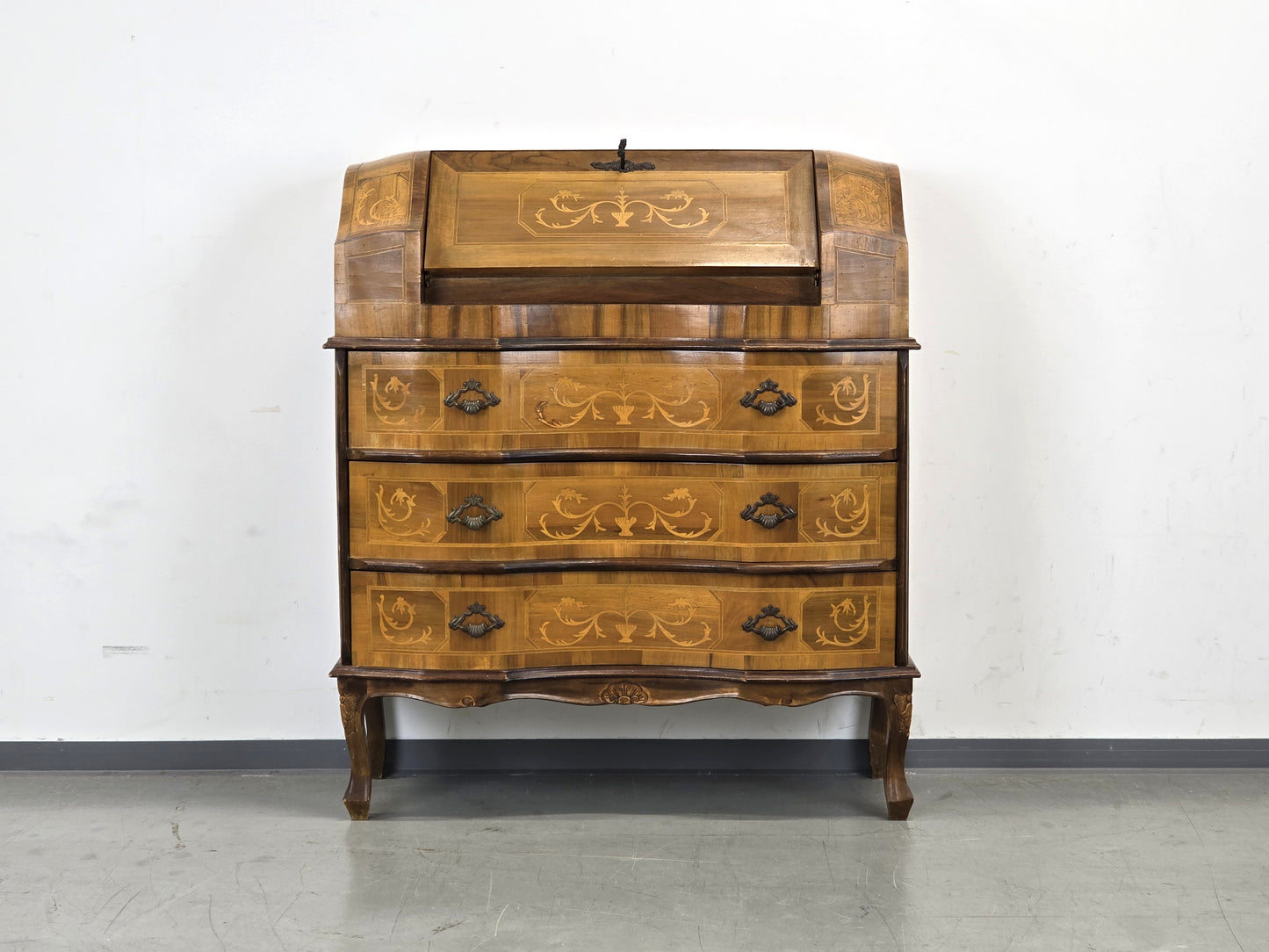 ANTIKE KOMMODE Sekretär Schreibschrank Barock Intarsien Vintage