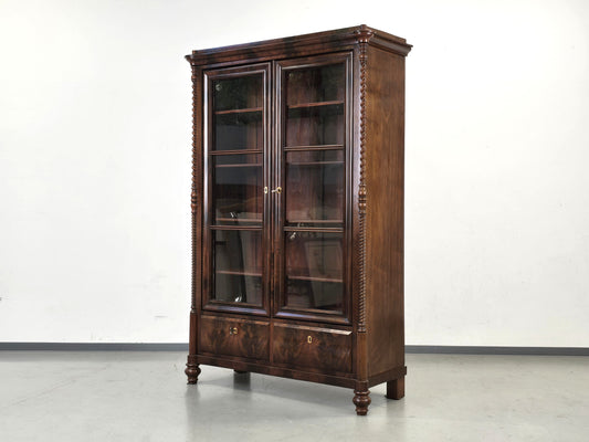 ANTIKE VITRINE Biedermeier Bücherschrank Mahagoni Schrank