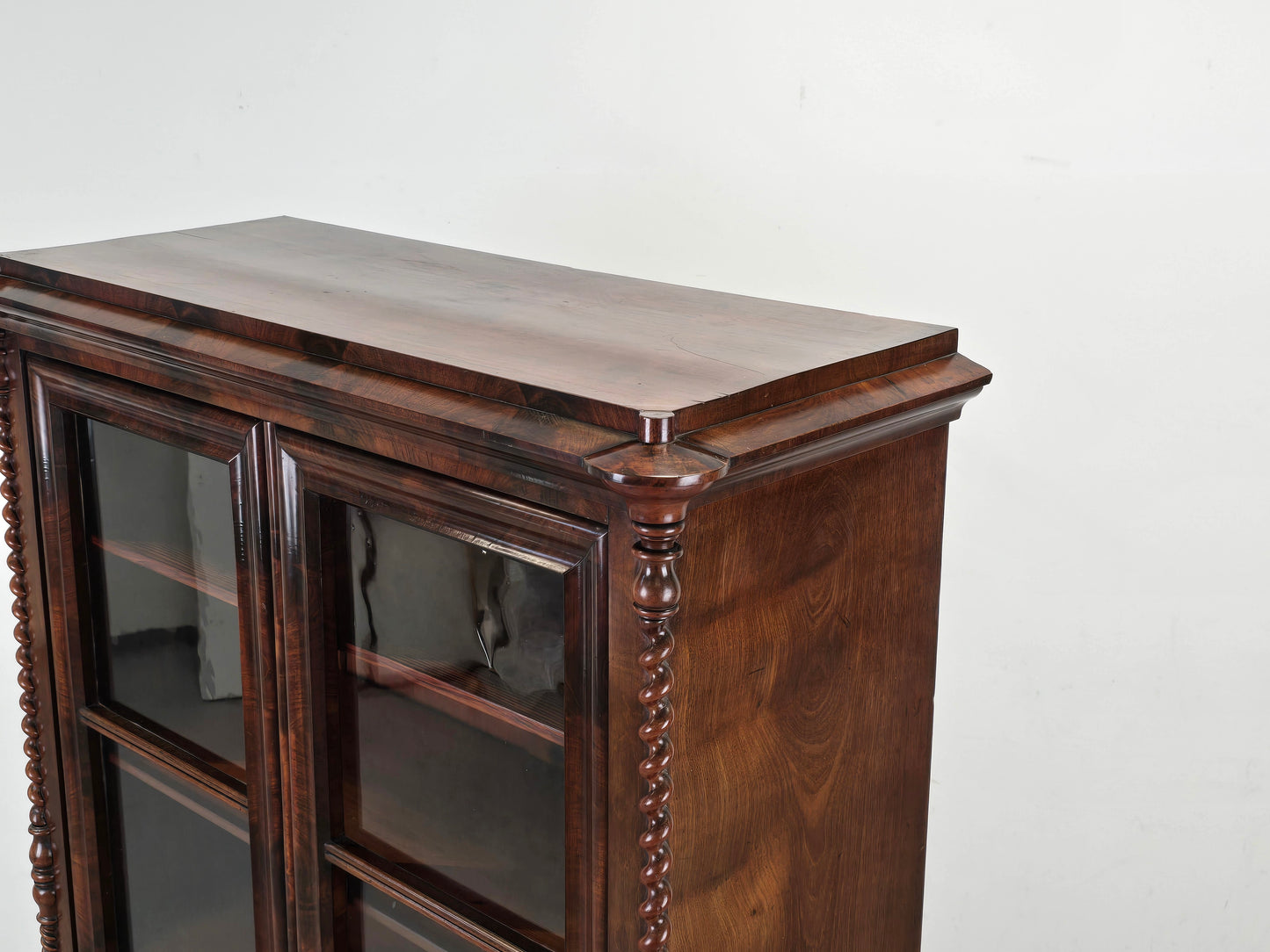 ANTIKE VITRINE Biedermeier Bücherschrank Mahagoni Schrank