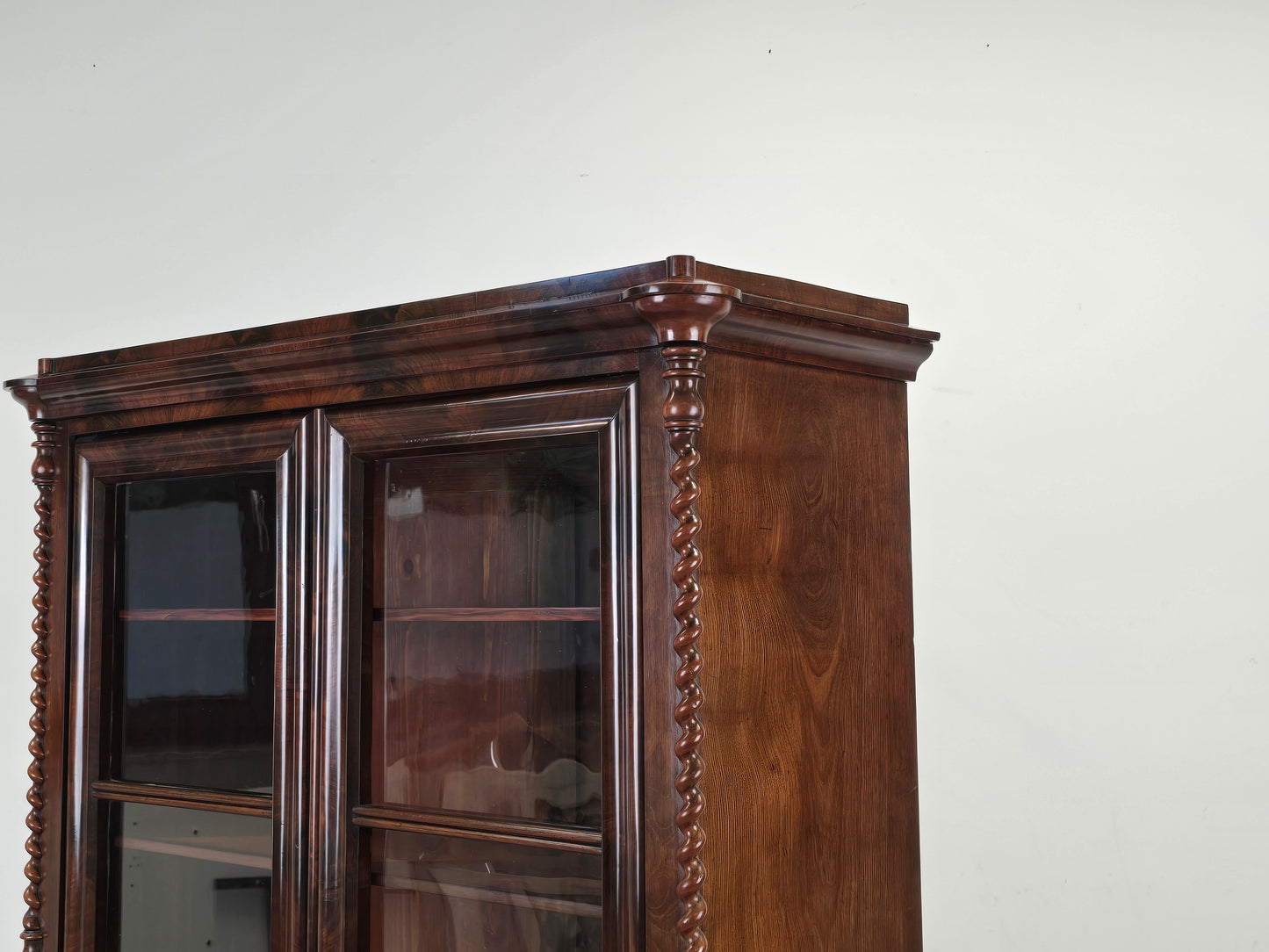 ANTIKE VITRINE Biedermeier Bücherschrank Mahagoni Schrank