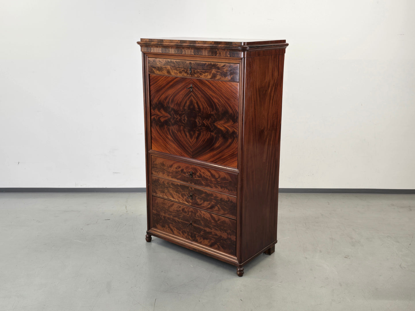 BIEDERMEIER SEKRETÄR Mahagoni Schreibschrank Antik Schrank Vintage Kommode