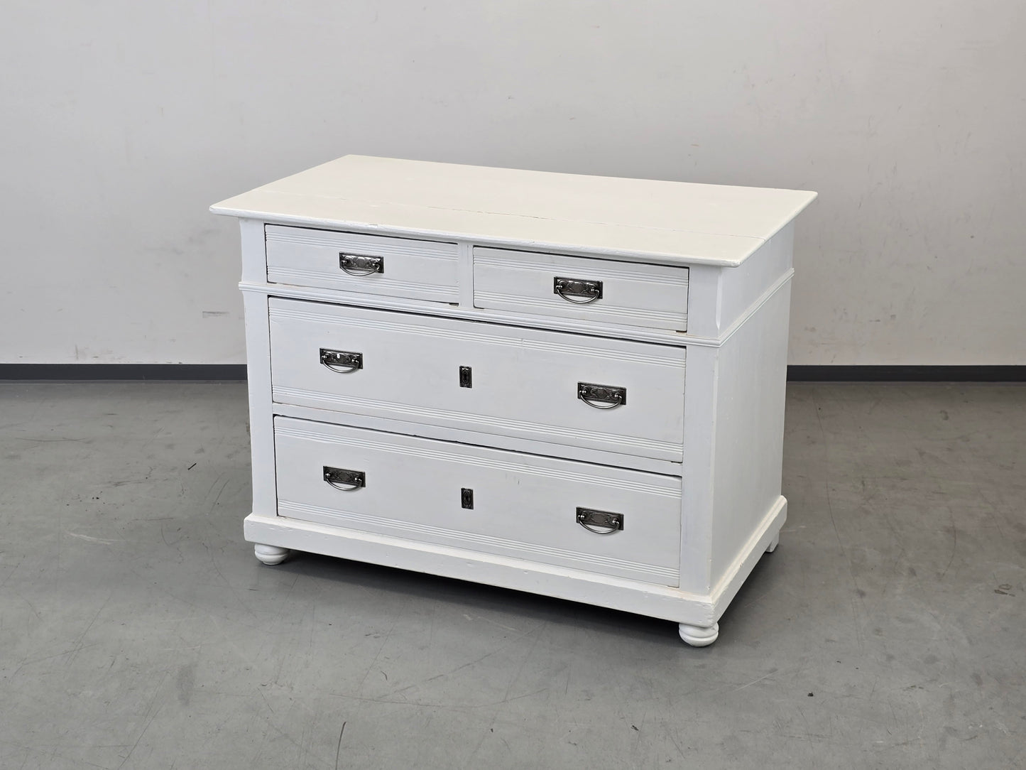 BIEDERMEIER KOMMODE Weiss Shabby Chic Landhaus Vintage Holz Alt