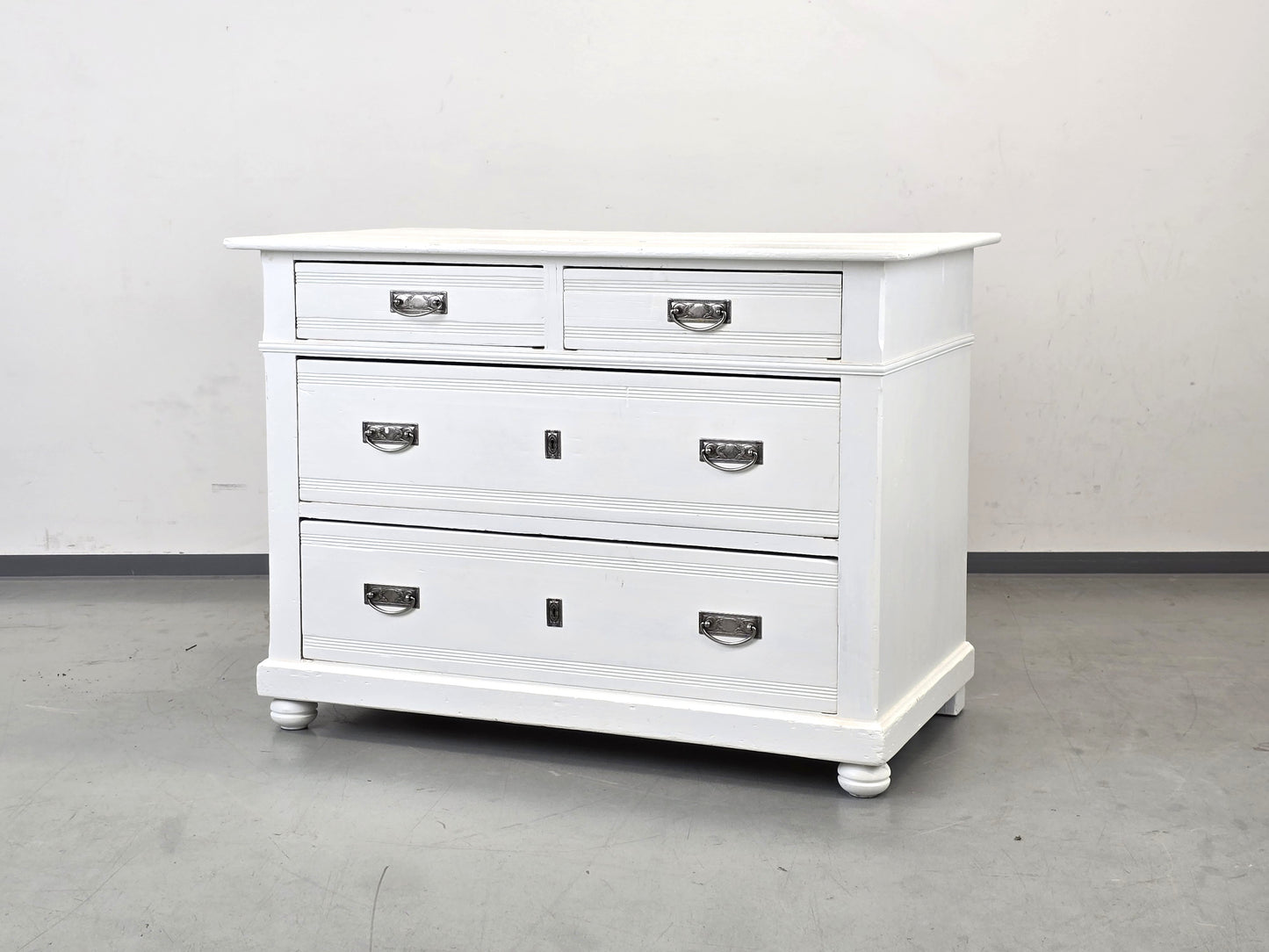 BIEDERMEIER KOMMODE Weiss Shabby Chic Landhaus Vintage Holz Alt