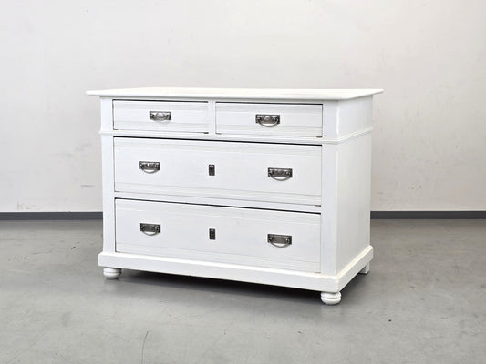 BIEDERMEIER KOMMODE Weiss Shabby Chic Landhaus Vintage Holz Alt