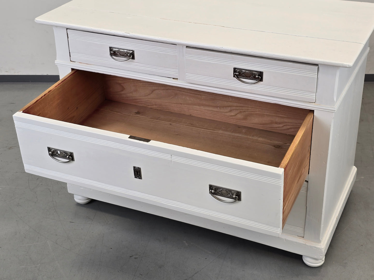 BIEDERMEIER KOMMODE Weiss Shabby Chic Landhaus Vintage Holz Alt