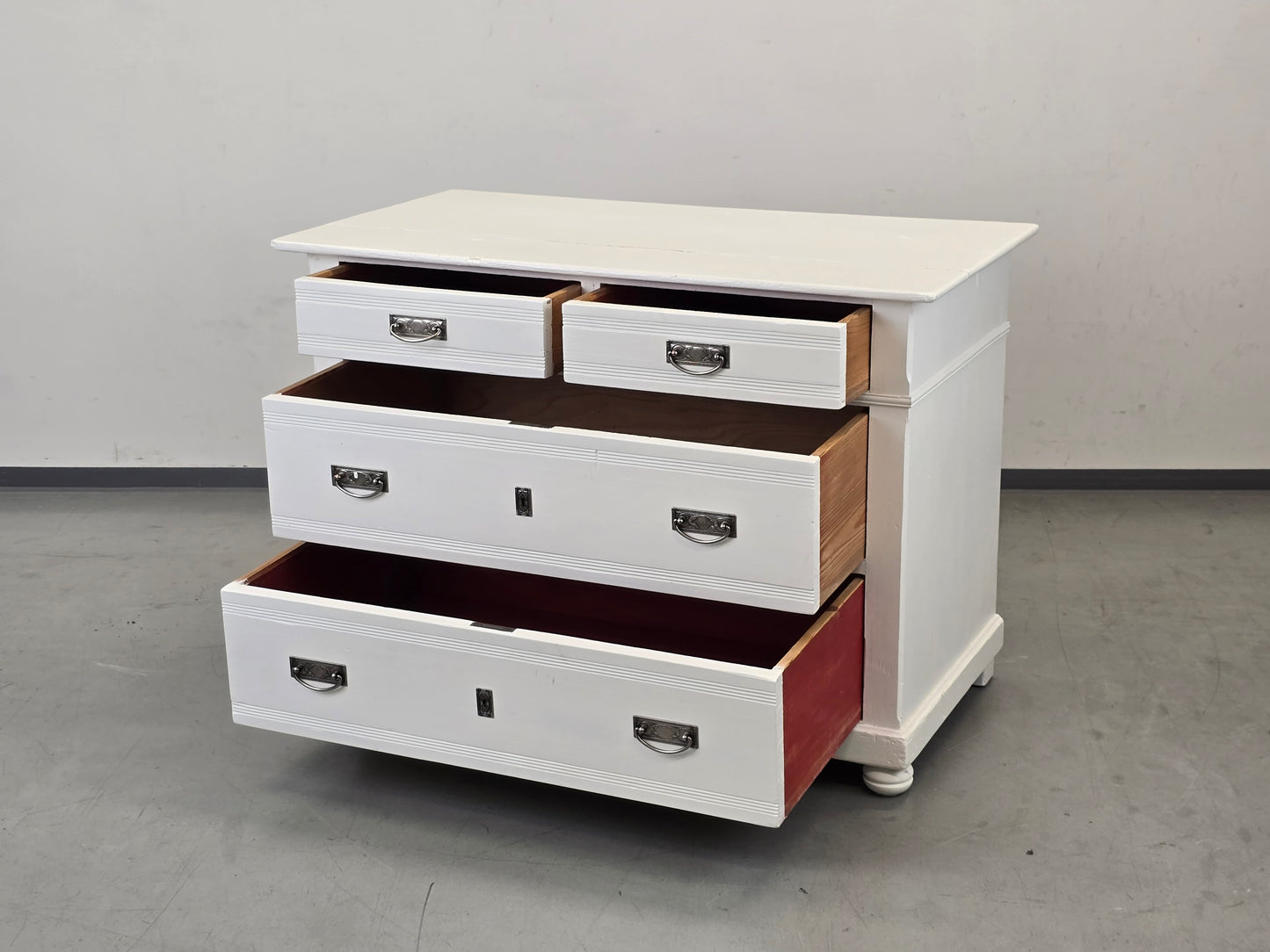 BIEDERMEIER KOMMODE Weiss Shabby Chic Landhaus Vintage Holz Alt