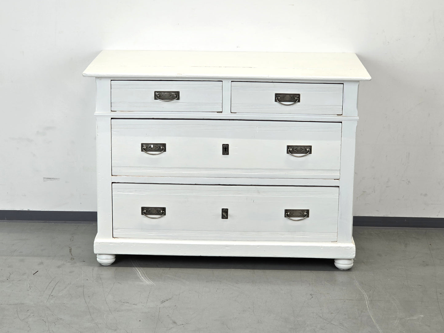 BIEDERMEIER KOMMODE Weiss Shabby Chic Landhaus Vintage Holz Alt