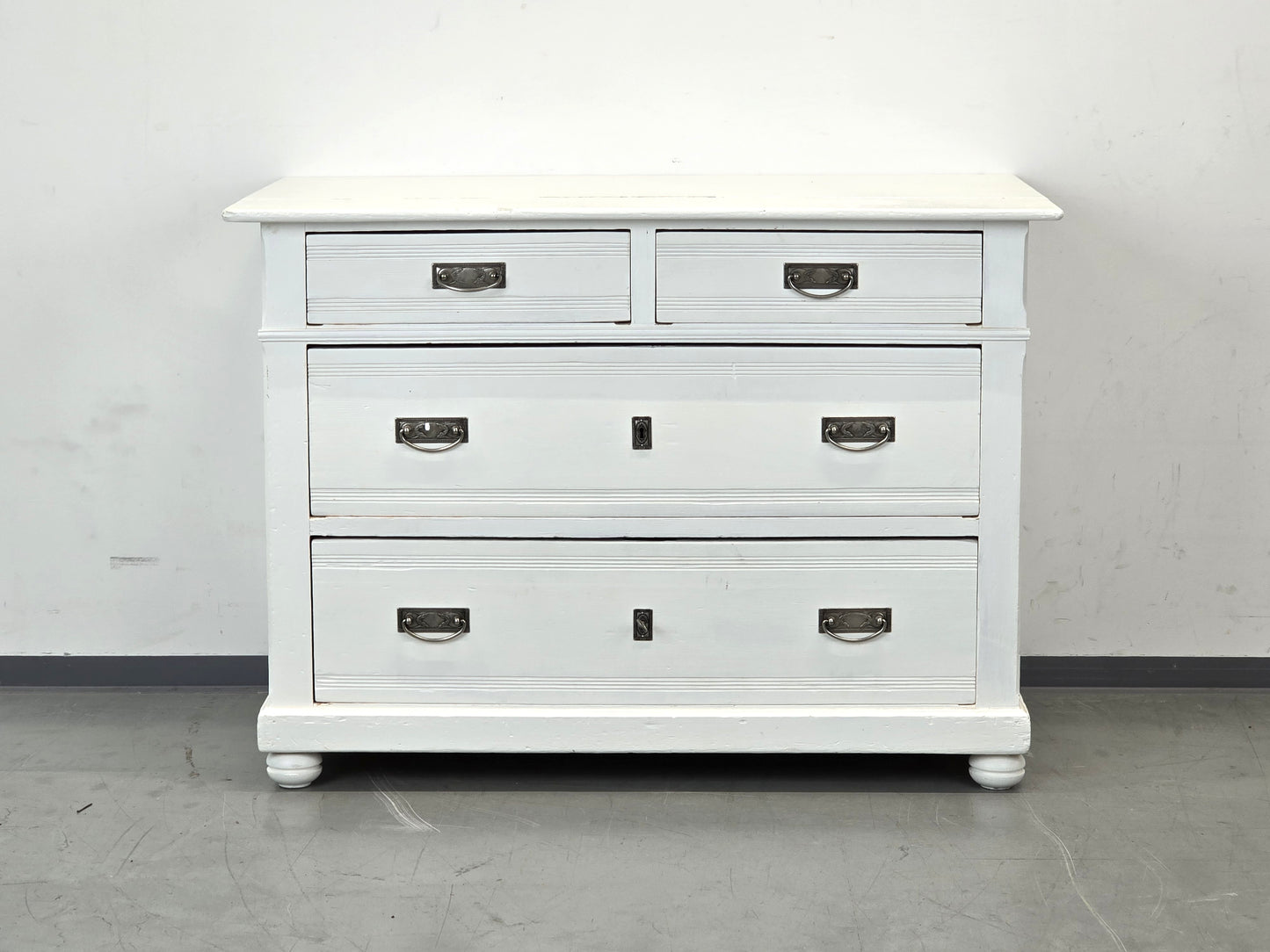 BIEDERMEIER KOMMODE Weiss Shabby Chic Landhaus Vintage Holz Alt