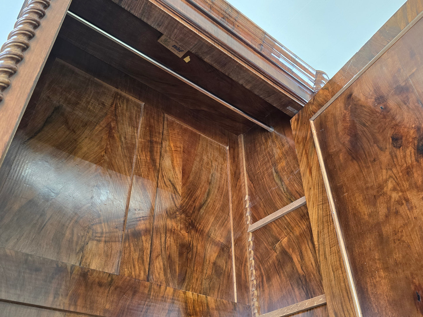 ANTIQUER SCHRANK Biedermeier Kleiderschrank Wäscheschrank Nussbaum Holz Antik