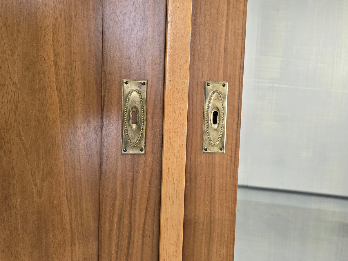 JUGENDSTIL KLEIDERSCHRANK Nussbaum Antik Spiegelschrank Intarsie 1920