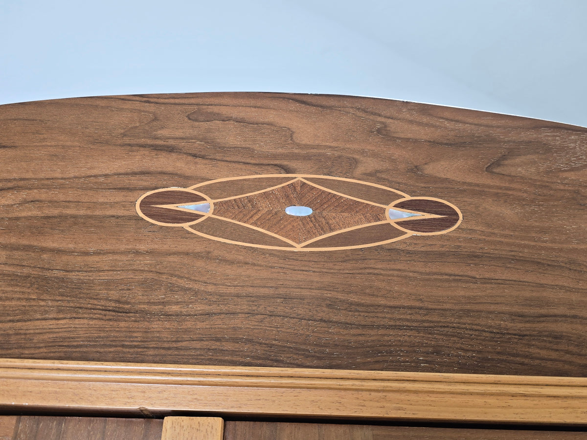 JUGENDSTIL KLEIDERSCHRANK Nussbaum Antik Spiegelschrank Intarsie 1920