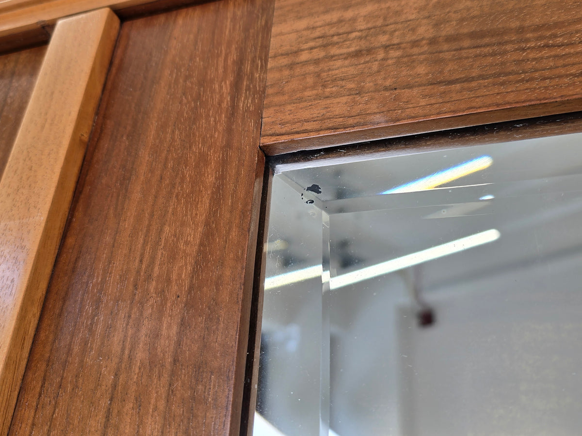 JUGENDSTIL KLEIDERSCHRANK Nussbaum Antik Spiegelschrank Intarsie 1920