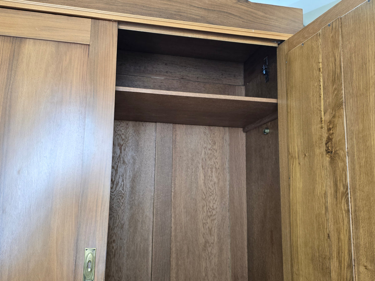 JUGENDSTIL KLEIDERSCHRANK Nussbaum Antik Spiegelschrank Intarsie 1920