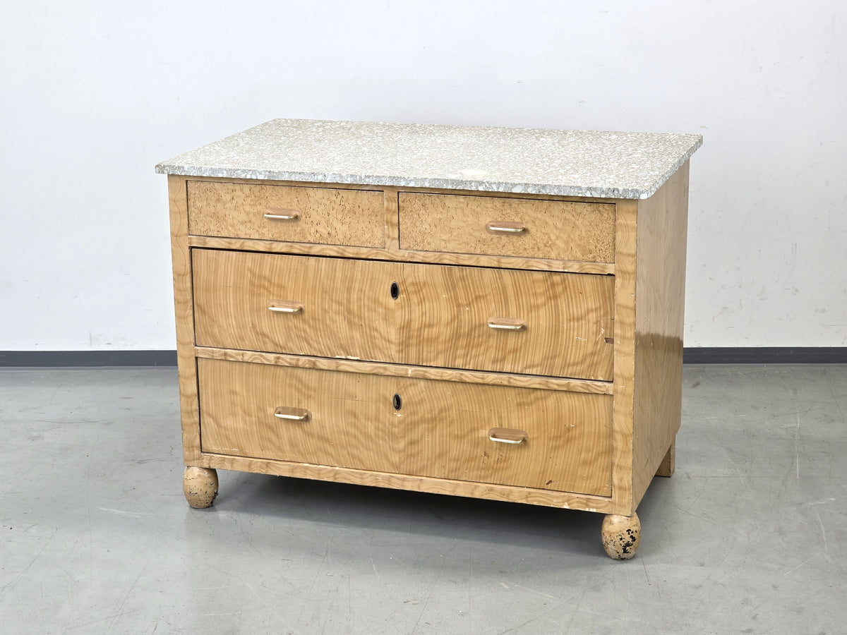 ART DECO KOMMODE Terrazzo Maserbirke Vintage Anrichte 30er Antik