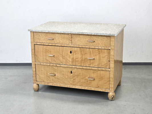 ART DECO KOMMODE Terrazzo Maserbirke Vintage Anrichte 30er Antik