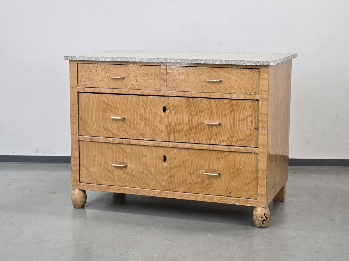 ART DECO KOMMODE Terrazzo Maserbirke Vintage Anrichte 30er Antik
