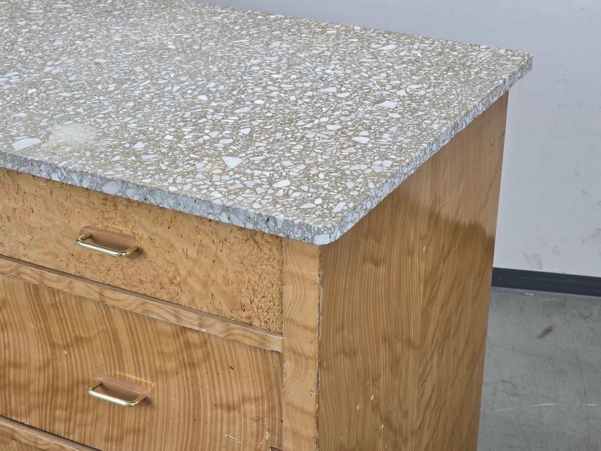 ART DECO KOMMODE Terrazzo Maserbirke Vintage Anrichte 30er Antik