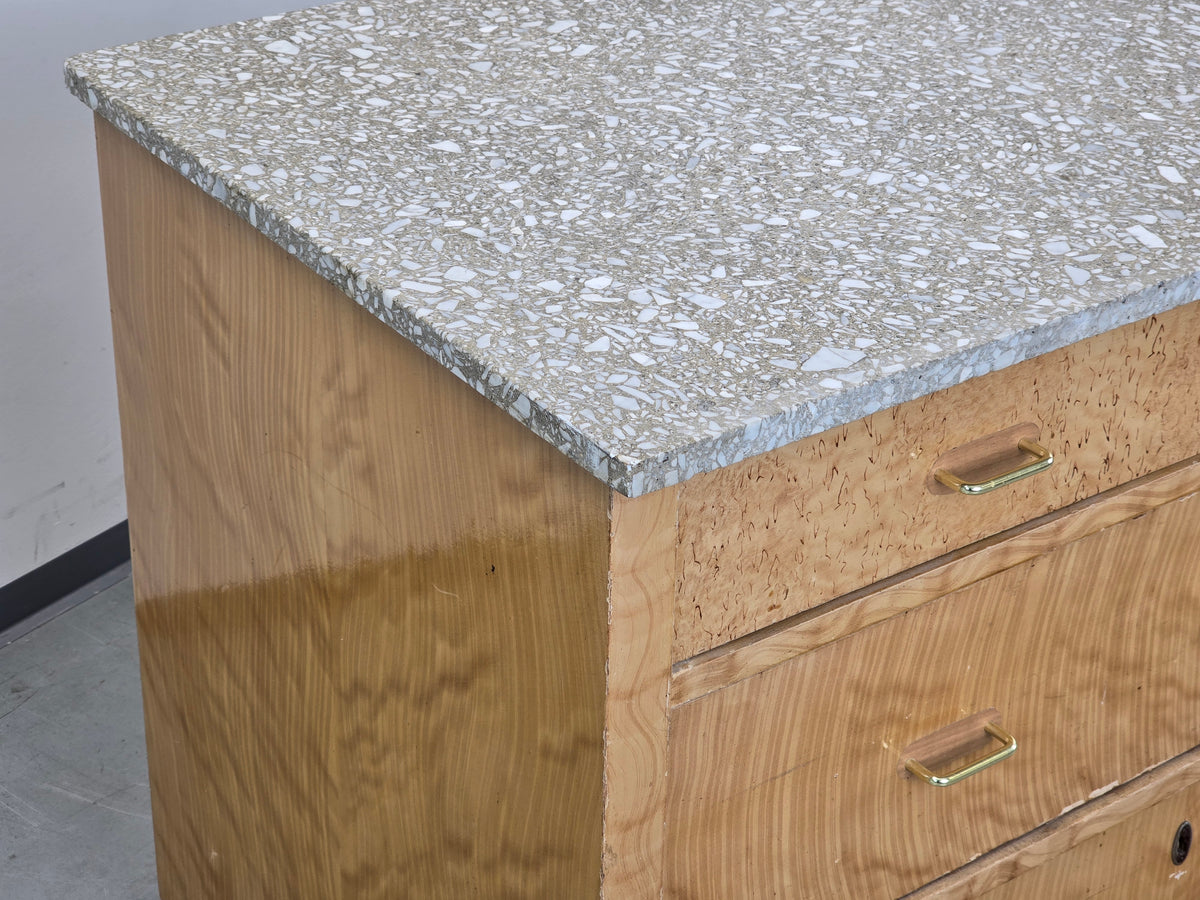 ART DECO KOMMODE Terrazzo Maserbirke Vintage Anrichte 30er Antik