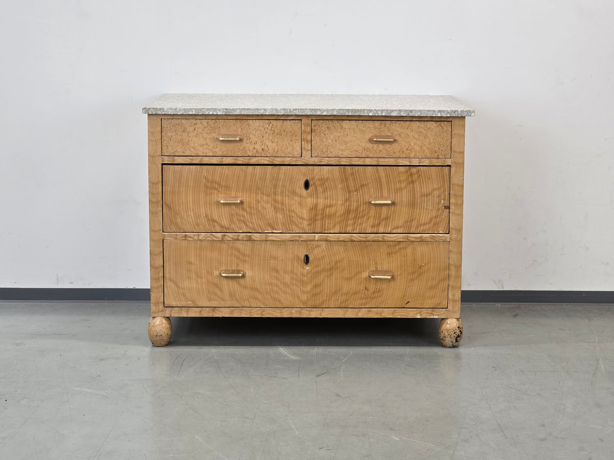 ART DECO KOMMODE Terrazzo Maserbirke Vintage Anrichte 30er Antik