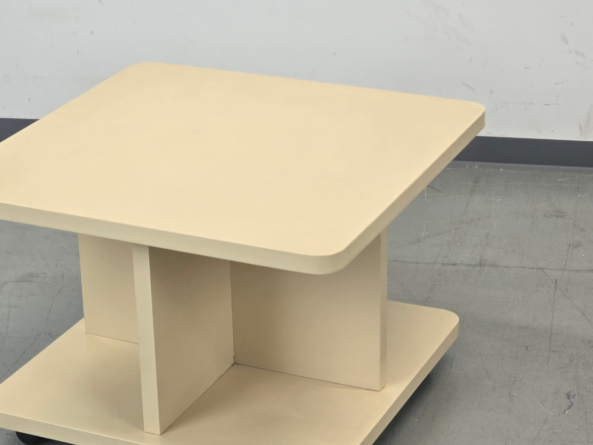 SPACE AGE Couchtisch Beistelltisch Rollen 70er Vintage Beige Mid Century