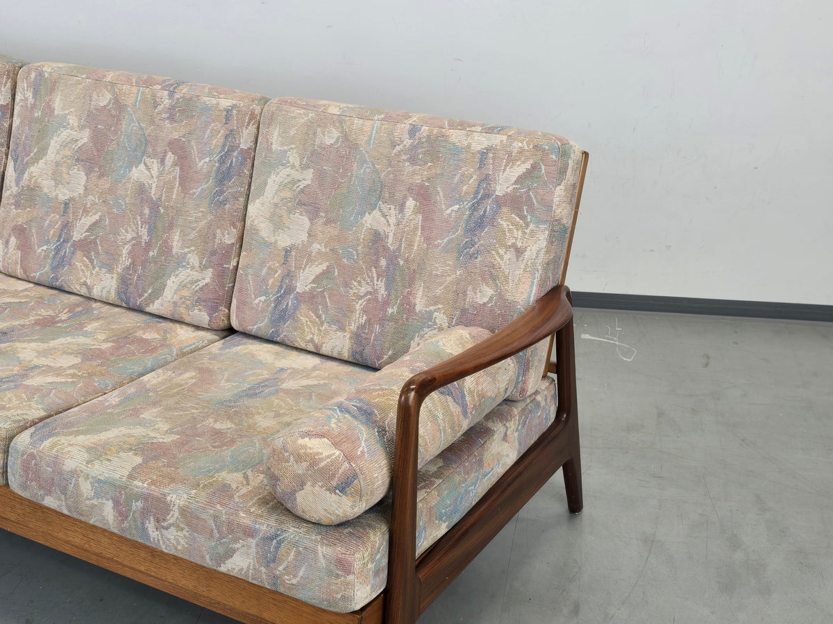 TEAK SOFA Mid Century 60s Dänisch Vintage 3-Sitzer Holz Couch Schlaffunktion