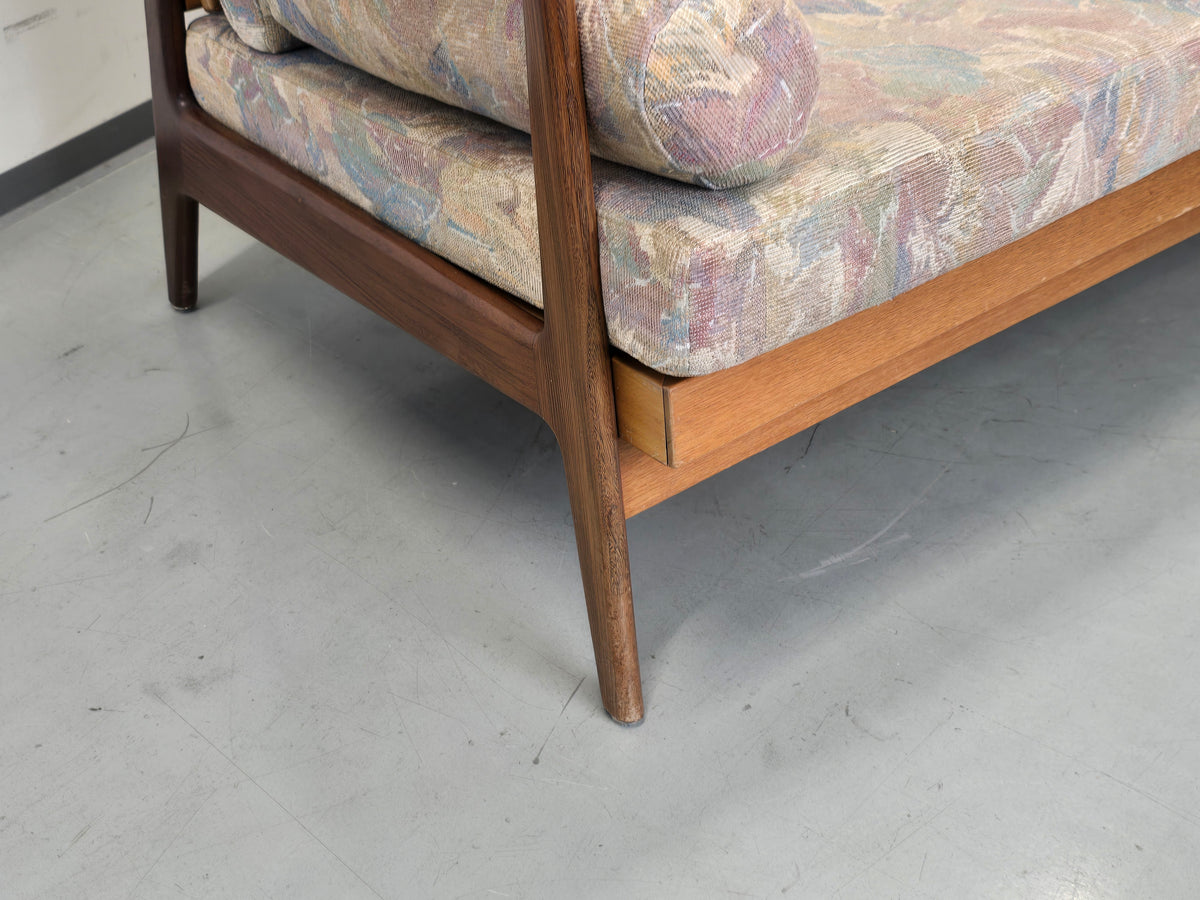 TEAK SOFA Mid Century 60s Dänisch Vintage 3-Sitzer Holz Couch Schlaffunktion