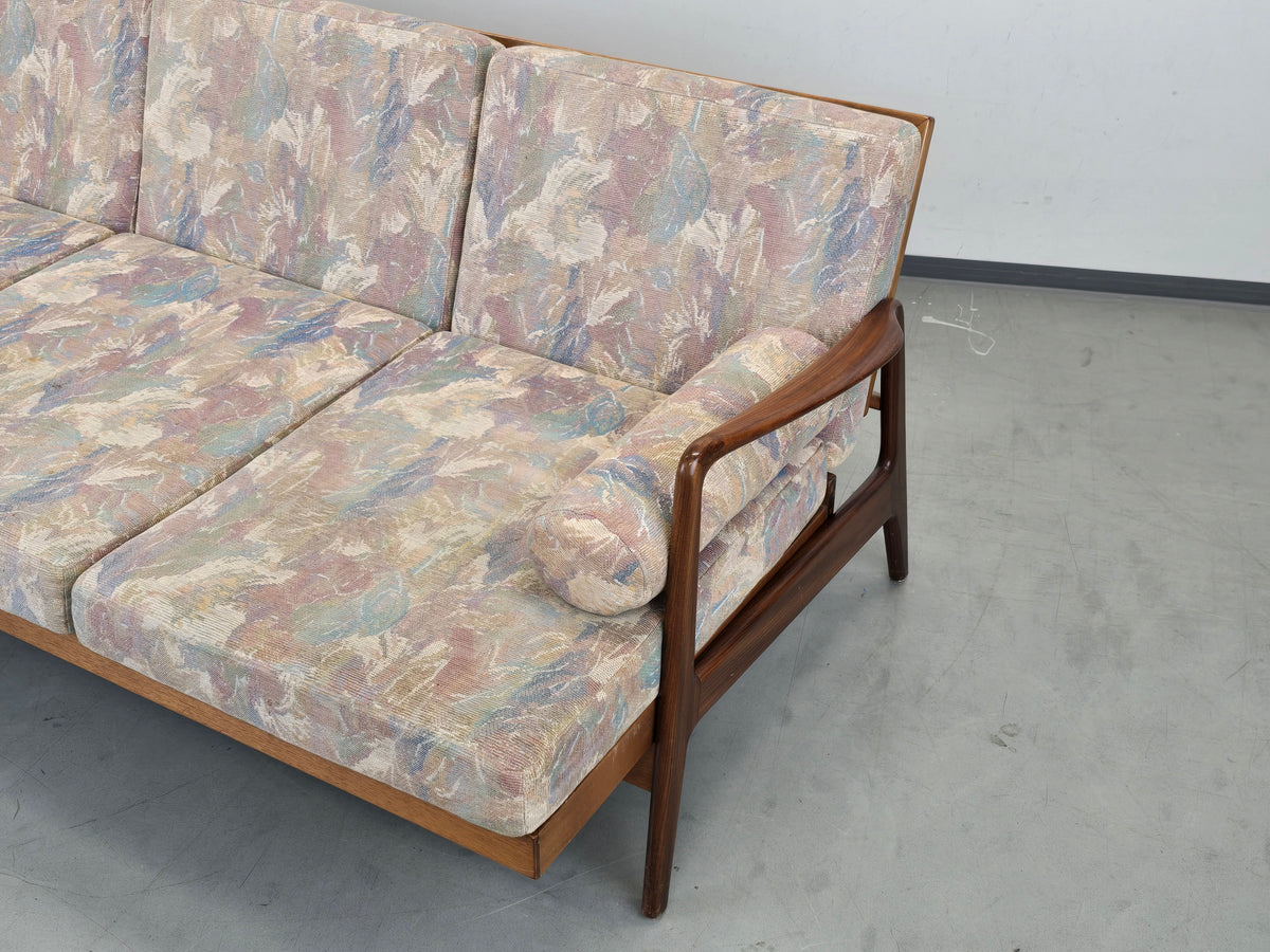 TEAK SOFA Mid Century 60s Dänisch Vintage 3-Sitzer Holz Couch Schlaffunktion