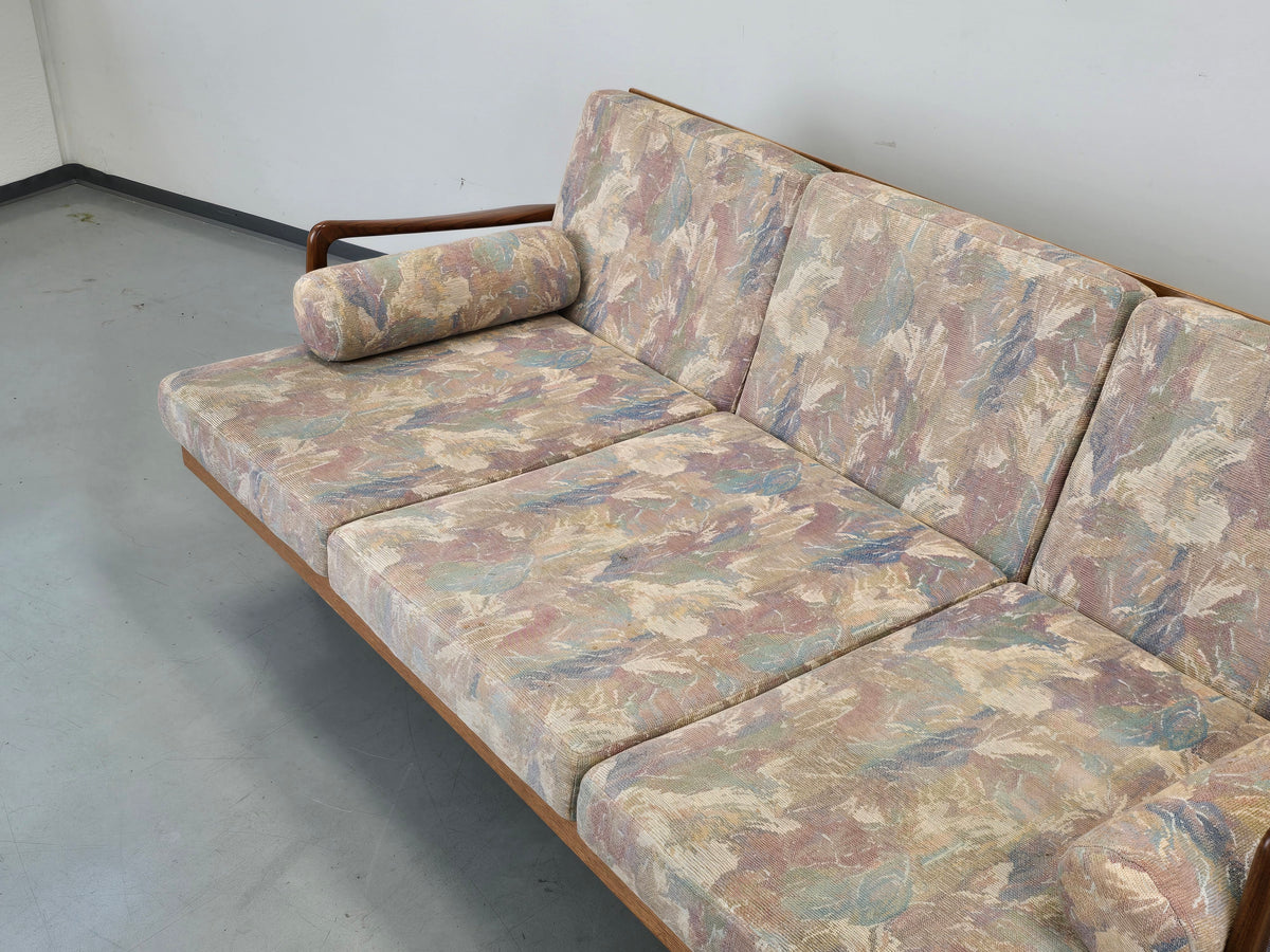 TEAK SOFA Mid Century 60s Dänisch Vintage 3-Sitzer Holz Couch Schlaffunktion