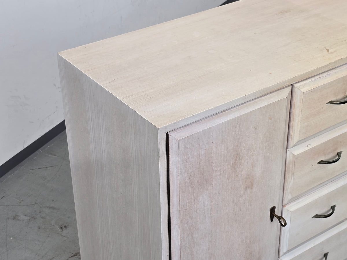 VINTAGE SIDEBOARD Kommode Holz Weiß Mid Century Eiche Anrichte